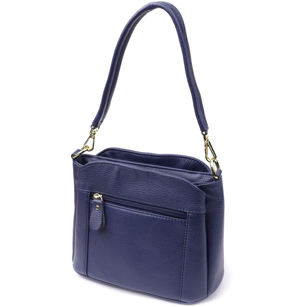 Женская сумка из натуральной кожи с тремя отделениями Vintage 22976 Синий Киев - изображение 2