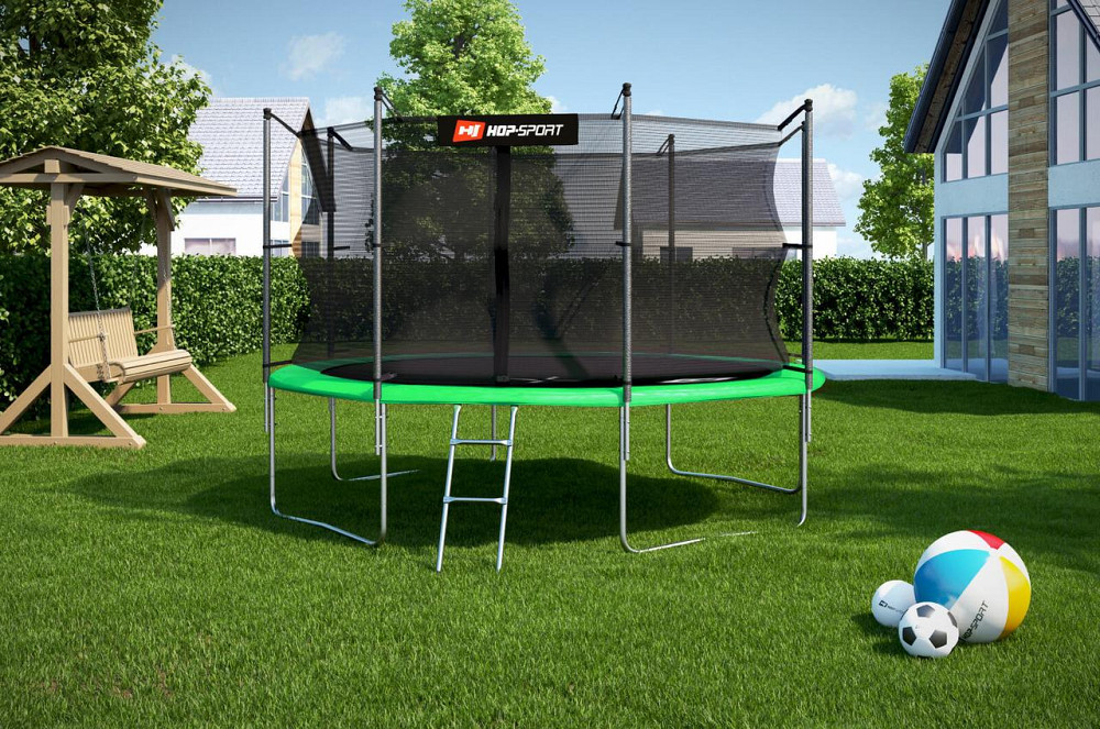 Батут 366см Hop-Sport с внутренней защитной сеткой и лестницей уличный батут для детей и взрослых до 150кг Киев - изображение 10