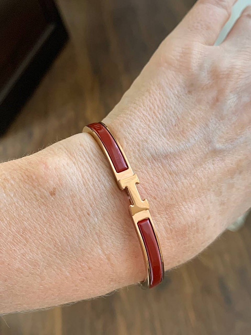 Браслет Hermes бордо, покрытие лимонное золото 18К, размер 16-17 Одесса - изображение 4