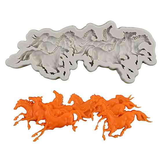 Молд силиконовый Лошади 170 на 65 мм серый Киев