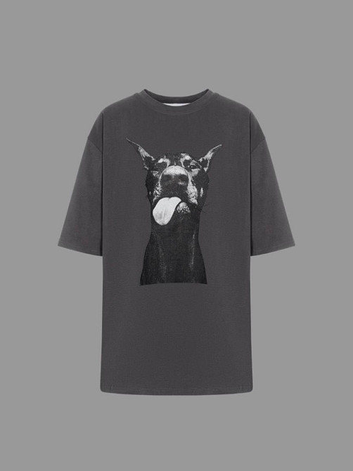 Женская трендовая оверсайз футболка с доберманом турецкий кулир Одесса - изображение 1