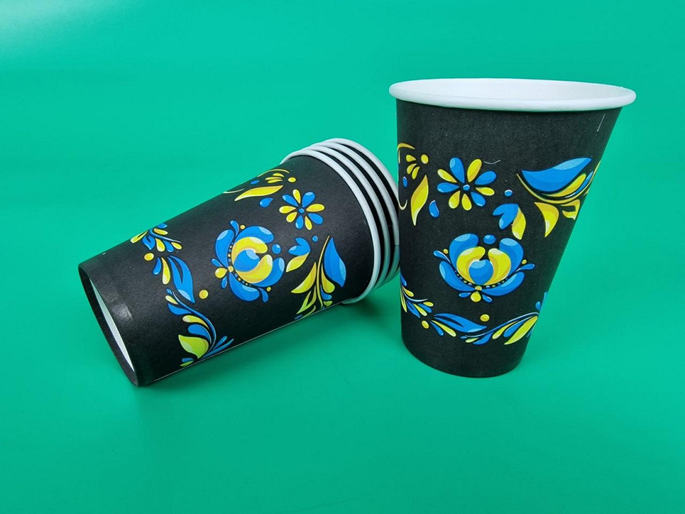 Стаканы бумажные одноразовые 340 мл Украинское орнамент (50 шт) Харьков - изображение 1