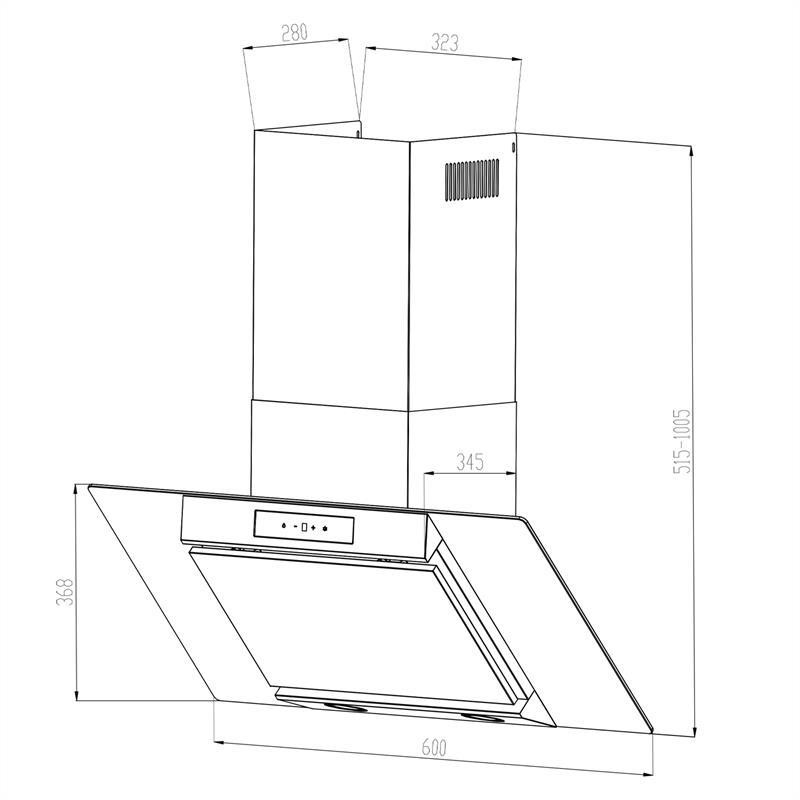 Витяжка Balzac 60 60 60 см 210 Вт 610 м3/год LED сенсорне скло з неіржавкої сталі 60 см (Німеччина, читати Рівне - фото 7