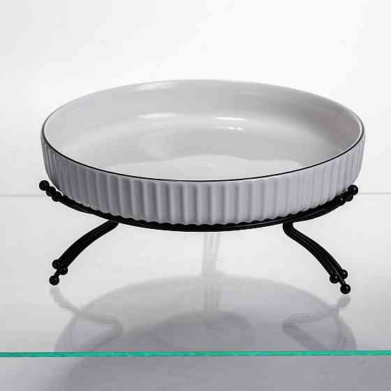 Yiwu Фруктовниця порцелянова на металевій підставці Ø25 (см) кругла ваза цукерниця для фруктів Коломыя