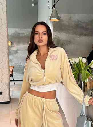 Женский стильный повседневный влюровый костюм двойка Лимонный, 46/48 Одесса