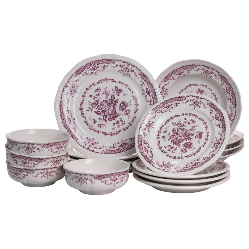 Фарфоровий обідній сервіз на 4 персони, 16 тарілок Рожевий Київ - фото 3