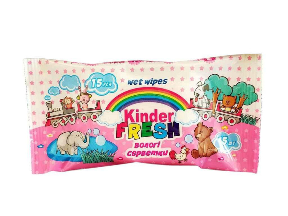 Влажные салфетки 15шт (pink) Вишня KINDER ТМ FRESH Киев - изображение 1
