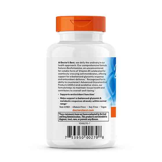 Бенфотиамин Doctor's Best Benfotiamine 60 вег капс Киев
