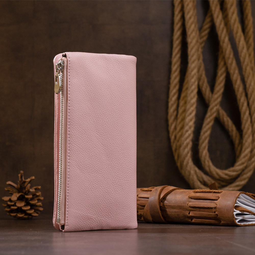 Вертикальный кошелек на кнопке женский Розовый (ST Leather) Киев - изображение 3