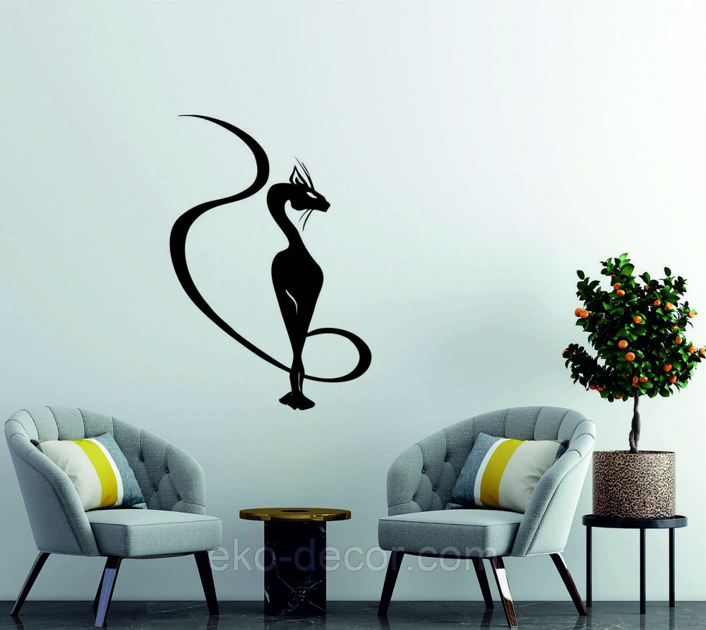 Декоративное настенное 3D Панно «Кот» Декор на стену с объемом 70*47 см, Черный Киев - изображение 2