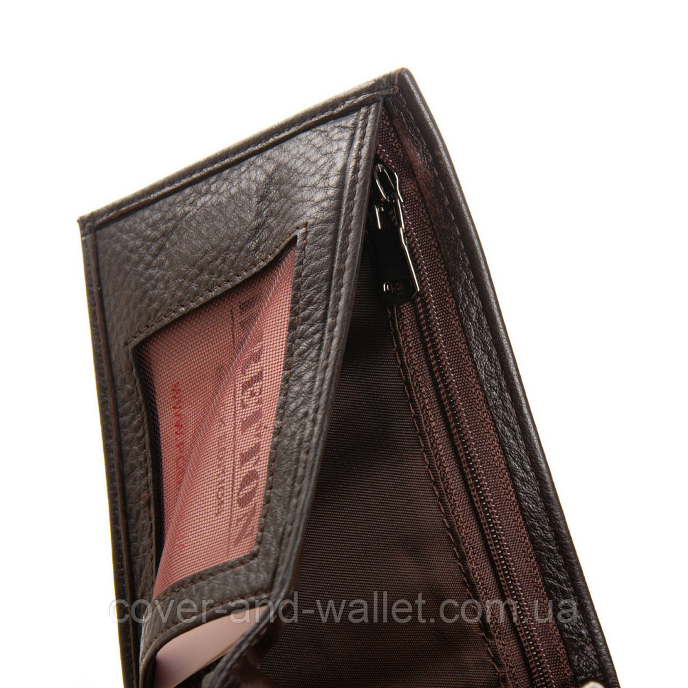 Тонкий чоловічий гаманець на магнітах коричневого кольору із натуральної шкіри Bretton Київ - фото 6