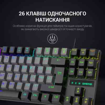 Клавиатура GamePro MK100B Blue Switch LED USB Black (MK100B) Винница