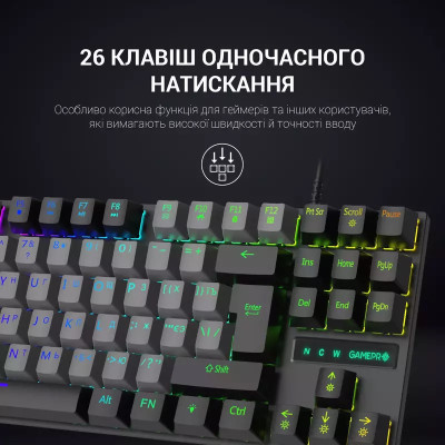Клавиатура GamePro MK100B Blue Switch LED USB Black (MK100B) Винница - изображение 4