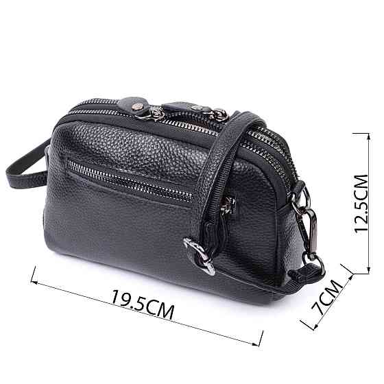 Женская сумка прошита ромбами на лицевой стороне из натуральной кожи Vintage 22807 Черный Киев