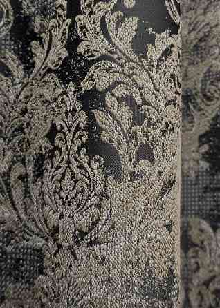 Шторна тканина "Льон Преміум" Туреччина колір чорний з бежевим 1694ш Київ