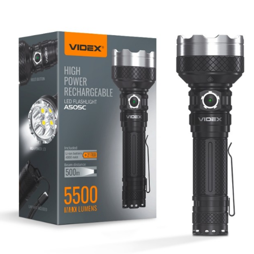 Ліхтарик LED портативний 5500Lm 5000К чорний VLF-A505C Videx Житомир - фото 1