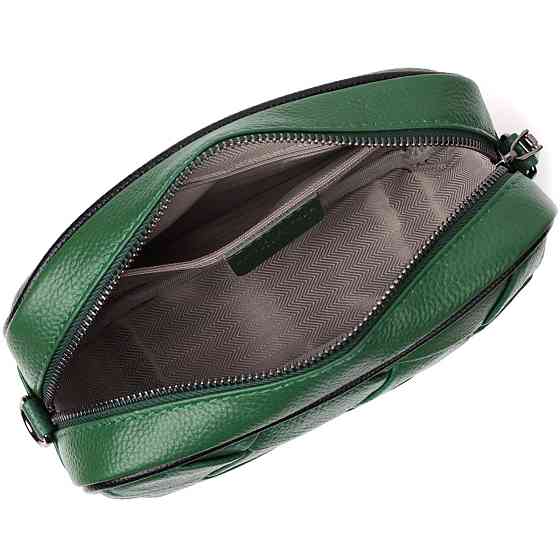 Цікава шкіряна сумка з плетіннями для стильних жінок Vintage 22410 Зелена Київ