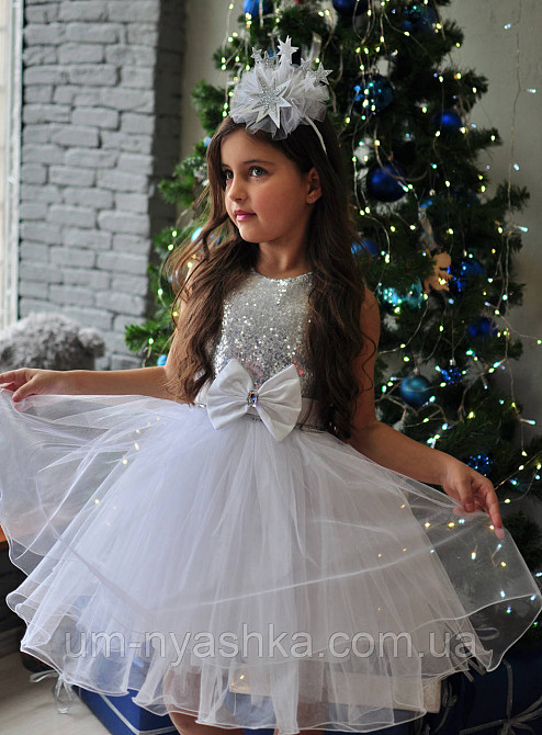 Сукня Сніжинка Біле ошатне плаття для дівчинки з паєтками Кривий Ріг - фото 2
