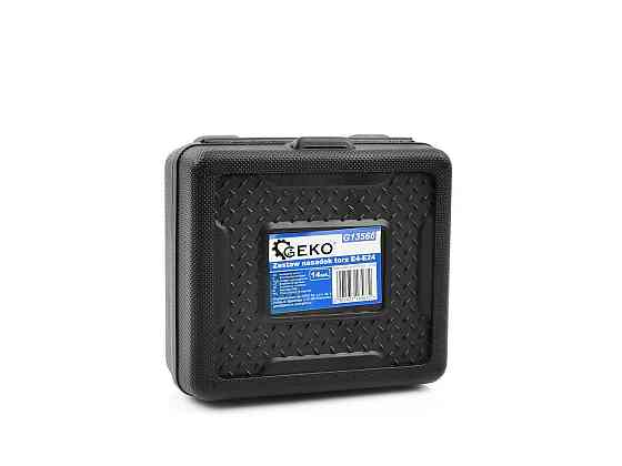 Набір головок торцевих Torx "GeKo" (1/2”, 3/8”, 1/4”) x (E4 - E24), комплект 14 штук Стрый