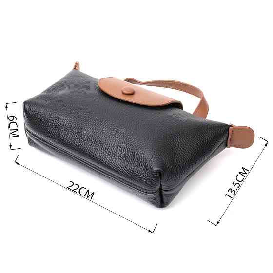 Стильна сумка з цікавим клапаном з натуральної шкіри Vintage 22252 Чорна Київ