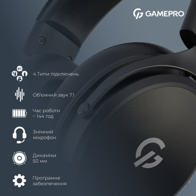 Навушники GamePro Asgard Skadi Wireless Black (HSW191B) Вінниця - фото 7