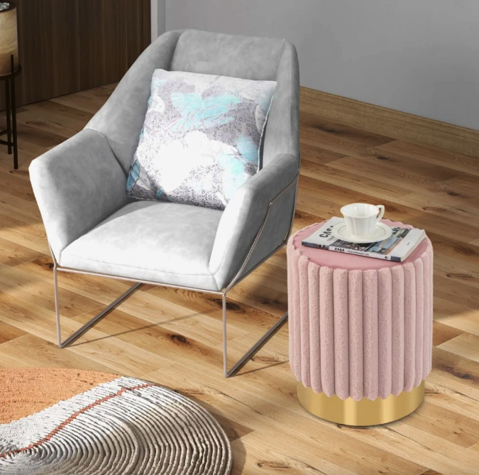 Пуф Costway Rosa велюровий на металевій основі Киев - изображение 2