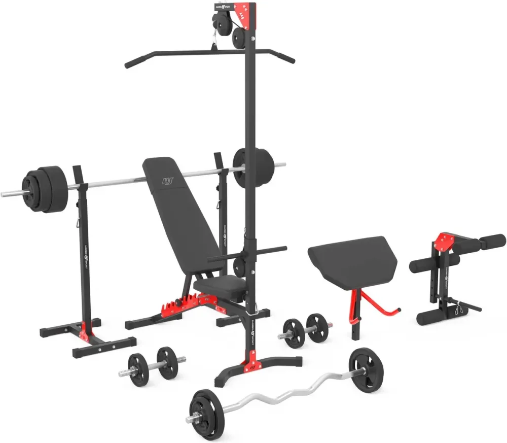 Тренажер Marbo Спорт Zestaw Mh25_162kg_Kier Лавка Regulowana + Stojaki Regulowane Prasa Na Nogi Wyciąg Modlitewnik (Wsuwka) Gryfów Київ - фото 1