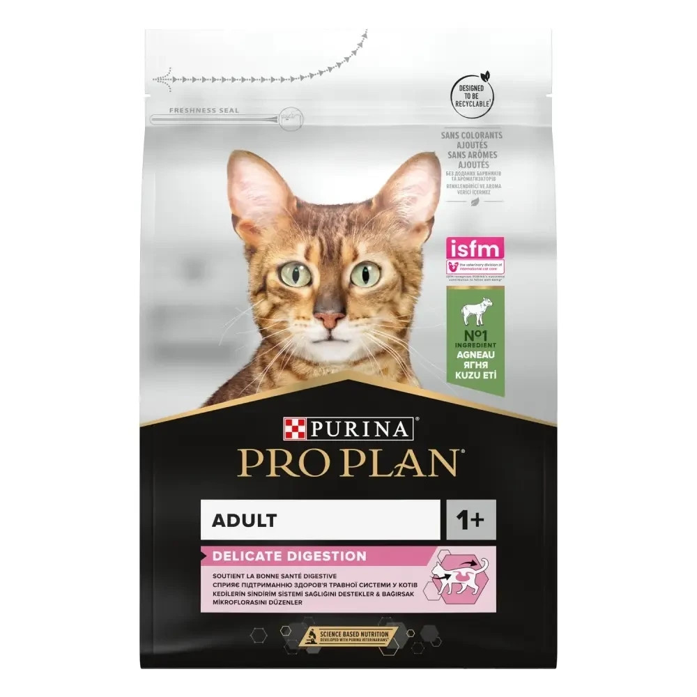 Сухий корм PRO PLAN Adult 1+ Delicate Digestion для дорослих котів з чутливим травленням та вибагливих до їжі, з ягням, 3 кг Київ - фото 1