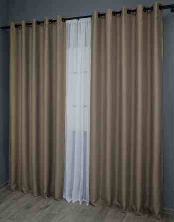 Комплект штор на люверсах VR-Textil Bagema Rvs № 1239ш 150х250 см 2 шт Молочний шоколад (37-0110) Київ