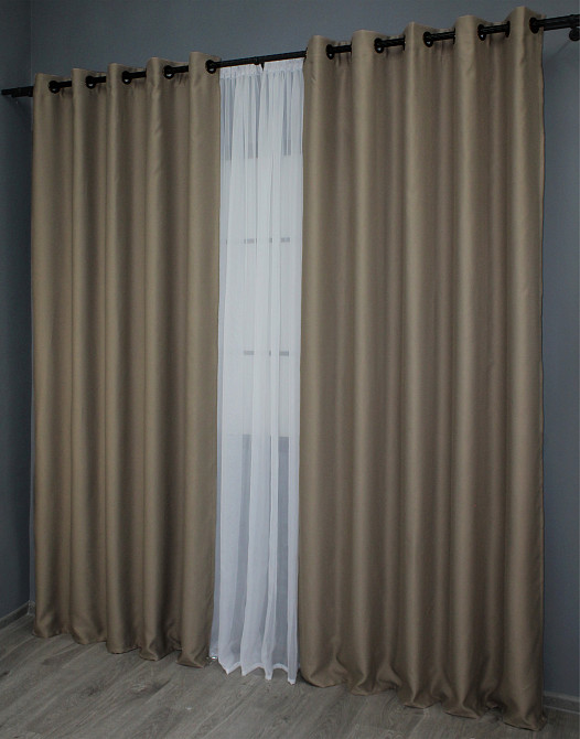 Комплект штор на люверсах VR-Textil Bagema Rvs № 1239ш 150х250 см 2 шт Молочний шоколад (37-0110) Київ - фото 4