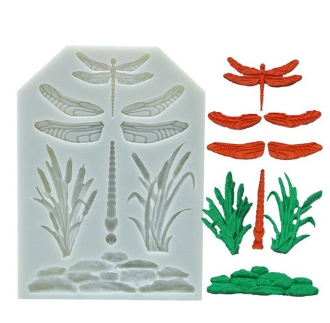 Молд силиконовый Стрекоза и камыши 100 на 136 мм серый Киев - изображение 5