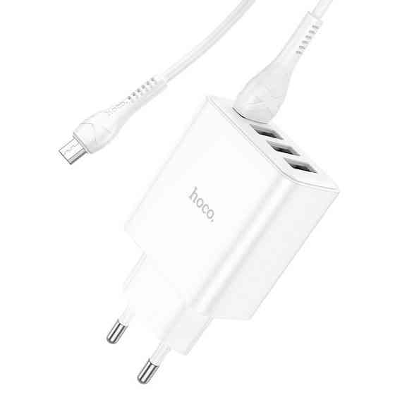 СЗУ сетевое зарядное устройство HOCO C102A 4USB/2,1A с кабелем для зарядки USB - MicroUSB, Белый Каменец-Подольский