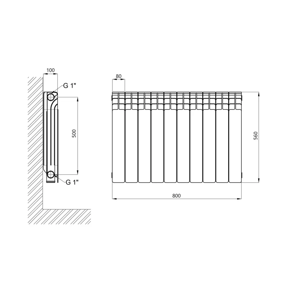 Радіатор біметалевий Thermo Alliance Bi-Vulcan 500/100 1,6 кг Київ - фото 2