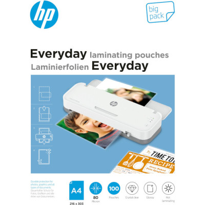 Пленка для ламинирования HP Everyday Laminating Pouches, A4, 80 Mic, 216 x 303, 100 pcs (9154) (838140) Винница - изображение 1