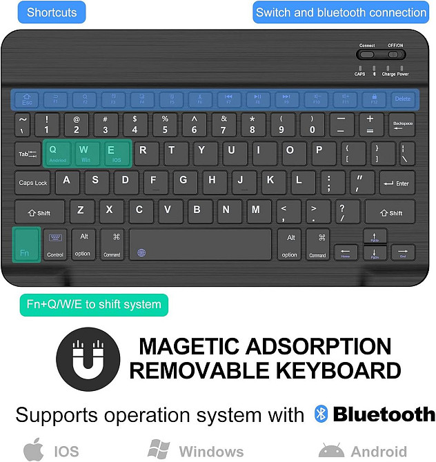 Чехол-клавиатура для Samsung Galaxy Tab S10 FE/S9 FE S10FE S9FE 10.9/11'' Черный съемная BT клавиатура Киев - изображение 8