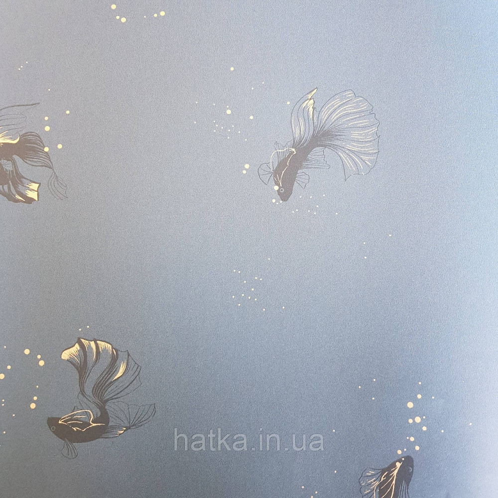 Шпалери вінілові на флізелін Caselio The Place to bed 0.53х10 м золота рибка чорна на темно синьому тлі Київ - фото 4