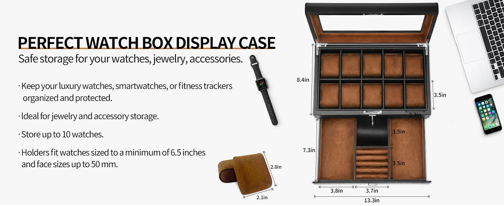 Розкішний 2-рівневий органайзер для годинників HELMDY Луцк - изображение 3