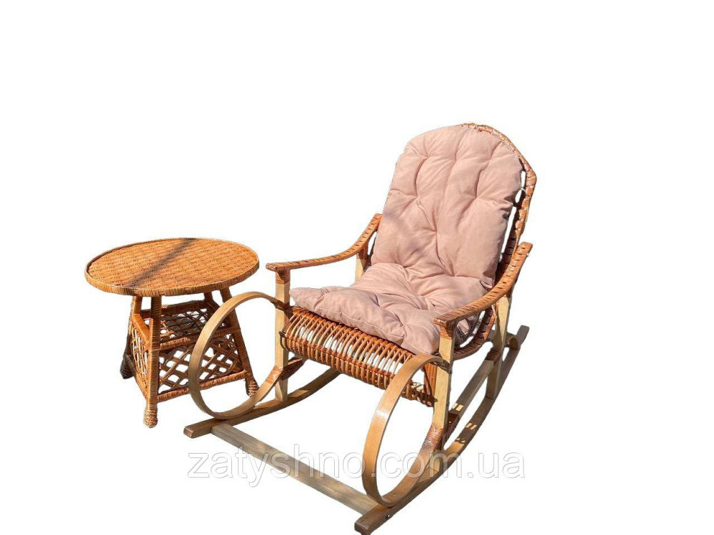 Крісла гойдалки плетені із лози зі столом Київ - фото 3