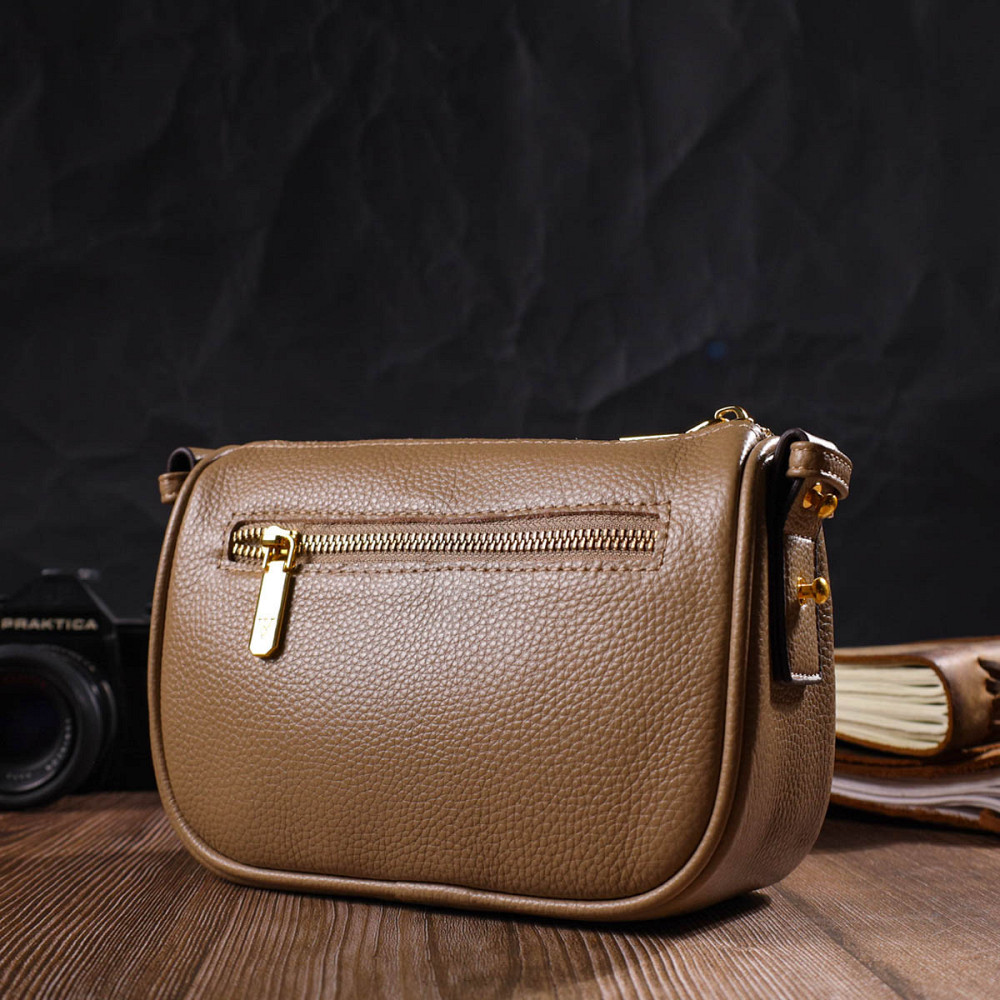 Сумка на плечо кросс-боди из натуральной кожи 22128 Vintage Бежевая Киев - изображение 9