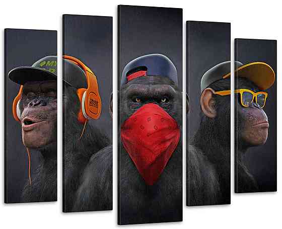 Модульная картина в гостиную / спальню Три мудрые обезьяны Art-480_5 ( 80х118см ) 90х132 см Киев