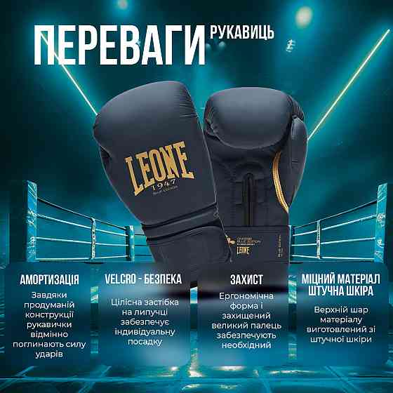 Боксерські рукавиці Leone GN059 Black/White 10 унцій (капу в комплекті) Кам'янське