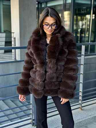 Полушубок женский из натурального меха песца Коричневый 42 Харьков
