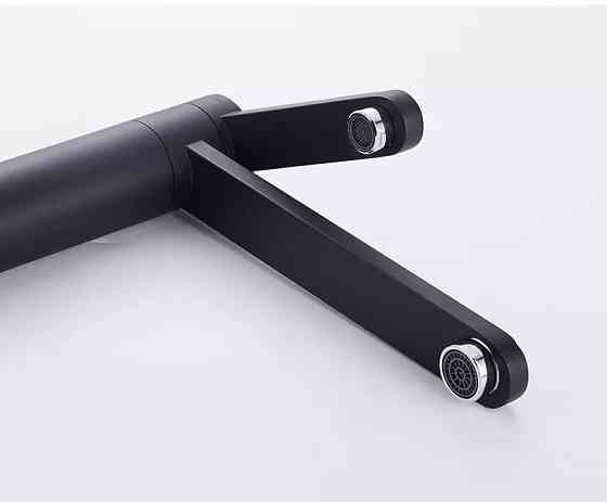 Смеситель для кухни для фильтрованной воды двухрычажный, кран кухонный с двойной ручкой WanFan Черный Каменец-Подольский