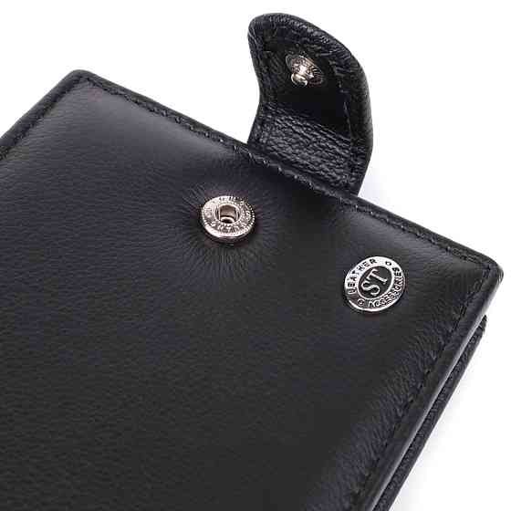 Вместительный мужской бумажник горизонтального формата из натуральной кожи ST Leather 23090 Черный Киев