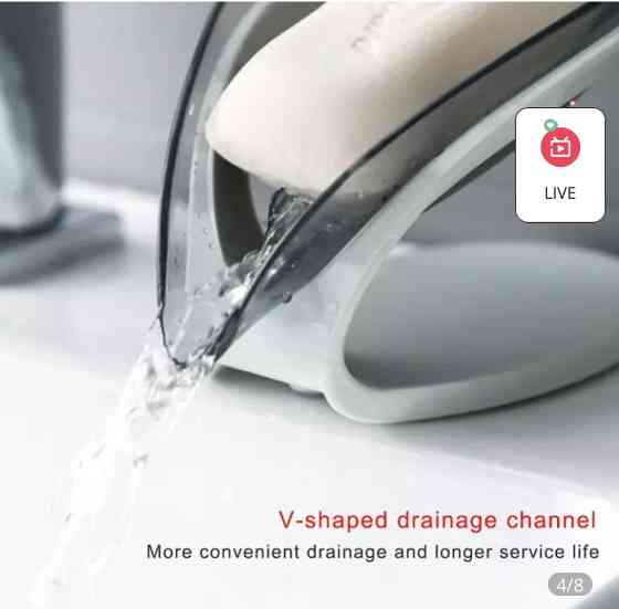 Мыльница для ванной на присоске, мыльница со сливом для воды, серая, размер 9*14 см Киев