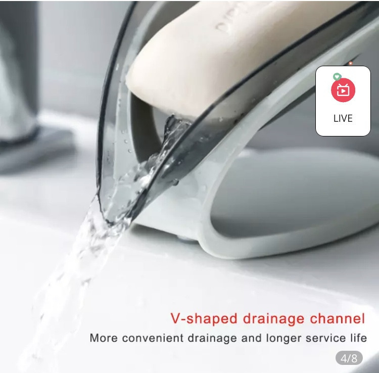 Мыльница для ванной на присоске, мыльница со сливом для воды, серая, размер 9*14 см Киев - изображение 3