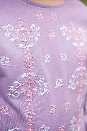 Вишиванка для дівчаток, бузкова 95% бавовняний топ Київ