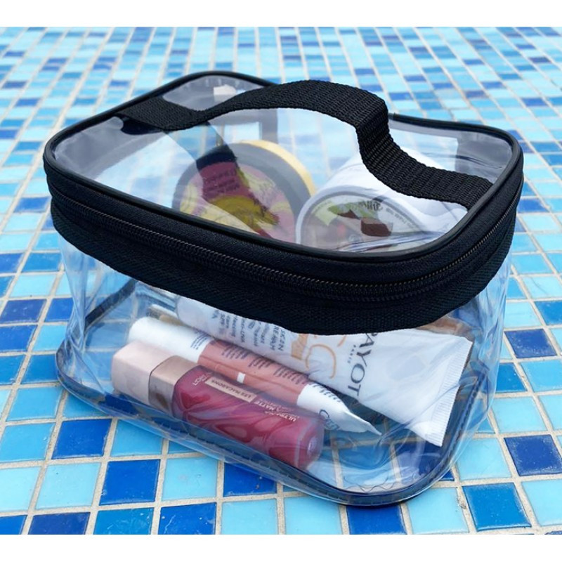 Прозрачная прямоугольная силиконовая косметичка М р006-black (черная) Сумы - изображение 2