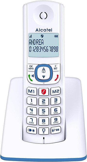 Беспроводной телефон Alcatel F530 solo сине-белый DECT большой дисплей подсветка журнал вызовов 20 Киев - изображение 1