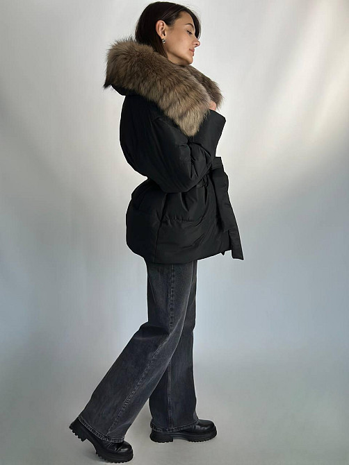 Женский зимний черный пуховик Aria Raccoon с натуральным мехом енота 46 Харьков - изображение 2